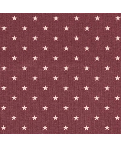 Jersey coton petites étoiles bordeaux/rose