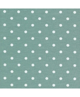 Jersey coton petits points vert menthe/bleu